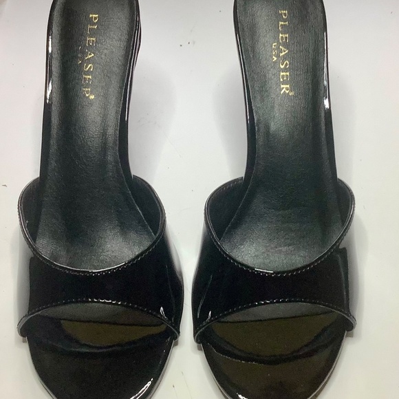 MIB Pleaser Classique 01 Black Patent Slide - Picture 7 of 8